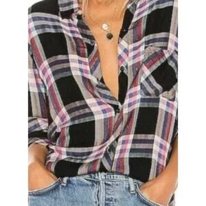 Rails L Hunter Black Melon Aqua luxurious flannel design with metallic threads